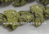 CFG794 12.5 inches 14*18mm carved animal green lace gemstone beads