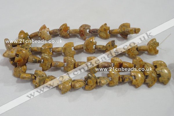 CFG806 12.5 inches 14*18mm carved animal leopard jasper beads