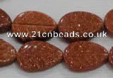 CFG816 12.5 inches 15*20mm carved leaf goldstone beads wholesale