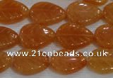 CFG817 12.5 inches 15*20mm carved leaf red aventurine beads wholesale