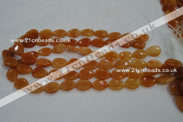 CFG817 12.5 inches 15*20mm carved leaf red aventurine beads wholesale