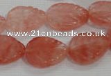 CFG819 12.5 inches 15*20mm carved leaf cherry quartz beads wholesale