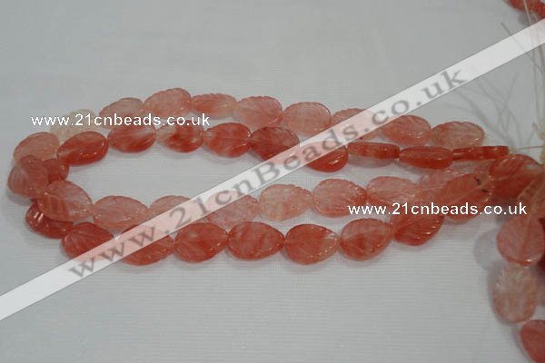 CFG819 12.5 inches 15*20mm carved leaf cherry quartz beads wholesale