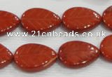 CFG822 12.5 inches 15*20mm carved leaf red jasper beads wholesale