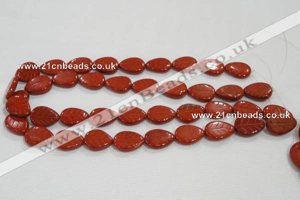 CFG822 12.5 inches 15*20mm carved leaf red jasper beads wholesale