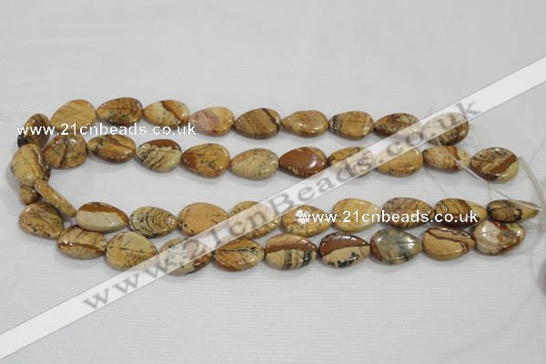 CFG823 12.5 inches 15*20mm carved leaf picture jasper beads wholesale