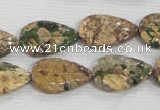 CFG824 12.5 inches 15*20mm carved leaf ocean stone beads wholesale