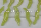 CFG850 Top-drilled 6*20mm carved animal yellow jade beads