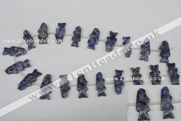 CFG851 Top-drilled 10*26mm carved animal sodalite gemstone beads