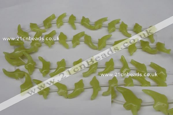 CFG854 Top-drilled 12*25mm carved animal yellow jade beads