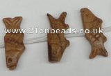 CFG855 Top-drilled 10*23mm carved animal wood jasper beads