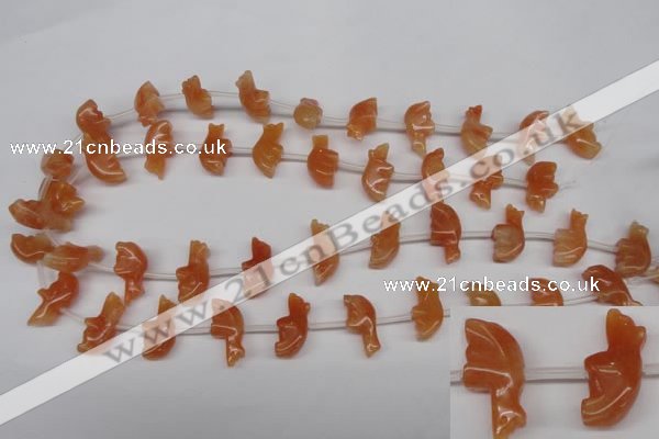 CFG858 Top-drilled 10*20mm carved animal red aventurine beads