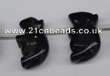 CFG860 Top-drilled 15*24mm carved animal black agate beads