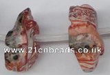 CFG863 Top-drilled 12*18mm carved animal red zebra jasper beads