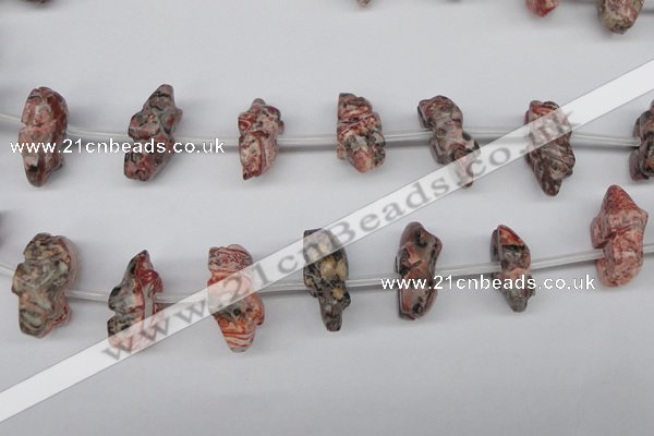 CFG863 Top-drilled 12*18mm carved animal red zebra jasper beads