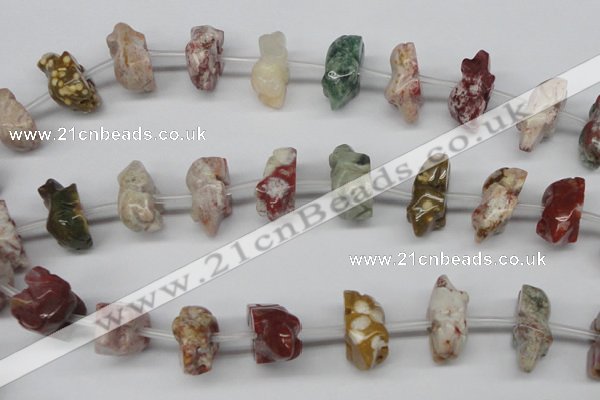 CFG864 Top-drilled 12*18mm carved animal mixed gemstone beads