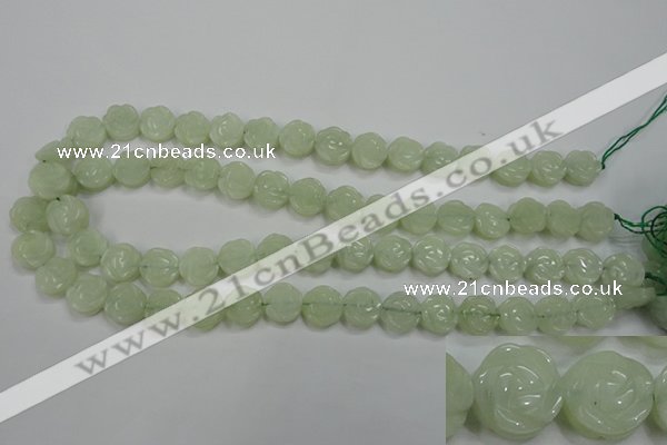 CFG883 15.5 inches 12mm carved flower New jade gemstone beads