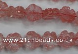 CFG884 15.5 inches 12mm carved flower cherry quartz beads