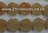 CFG888 15.5 inches 14mm carved flower red aventurine beads