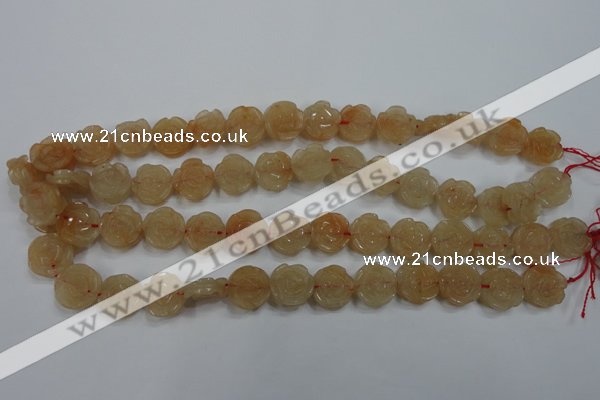 CFG888 15.5 inches 14mm carved flower red aventurine beads