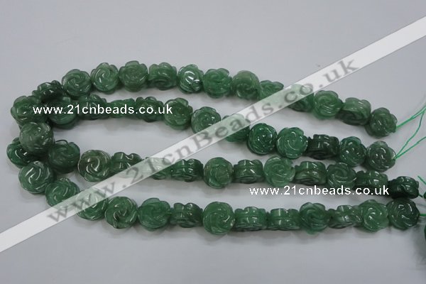 CFG889 15.5 inches 14mm carved flower green aventurine beads