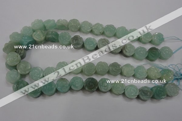 CFG892 15.5 inches 14mm carved flower amazonite gemstone beads