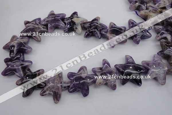 CFG910 15.5 inches 30*33mm carved star dogtooth amethyst beads