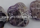 CFG913 15.5 inches 32*33mm carved flower dogtooth amethyst beads