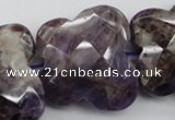 CFG917 30*33mm faceted & carved butterfly dogtooth amethyst beads