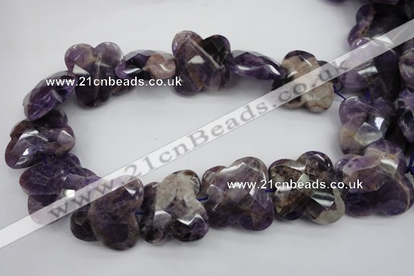 CFG917 30*33mm faceted & carved butterfly dogtooth amethyst beads