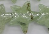 CFG919 15.5 inches 30*33mm carved star green rutilated quartz beads