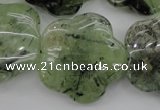 CFG922 15.5 inches 32*33mm carved flower green rutilated quartz beads