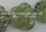 CFG923 32*33mm faceted & carved flower green rutilated quartz beads