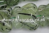 CFG925 15.5 inches 30*33mm carved butterfly green rutilated quartz beads