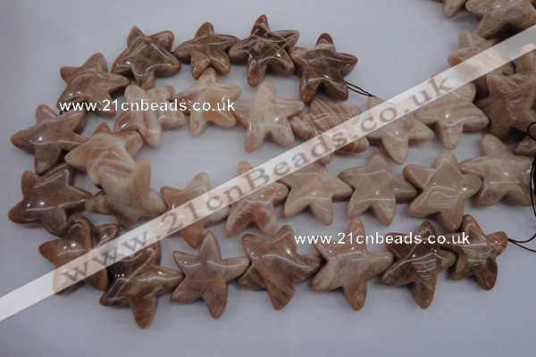 CFG928 15.5 inches 30*33mm carved star moonstone beads