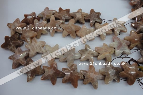 CFG929 15.5 inches 30*33mm faceted & carved star moonstone beads