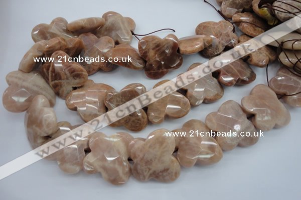 CFG933 15.5 inches 30*33mm faceted & carved butterfly moonstone beads