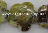 CFG936 32*33mm faceted & carved flower yellow & green opal beads