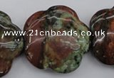 CFG941 15.5 inches 32*33mm carved flower green opal gemstone beads