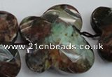 CFG945 30*33mm faceted & carved butterfly green opal gemstone beads