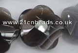 CFG948 32*33mm faceted & carved flower grey botswana agate beads