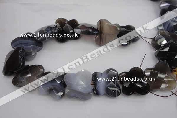 CFG951 30*33mm faceted & carved butterfly grey botswana agate beads