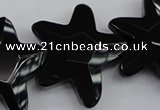 CFG954 15.5 inches 30*33mm faceted & carved star black agate beads