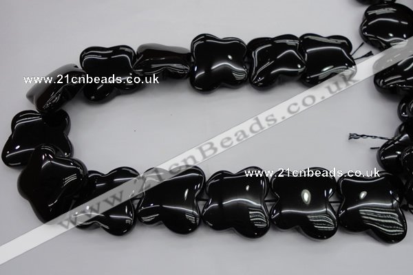 CFG959 15.5 inches 30*33mm carved butterfly black agate beads