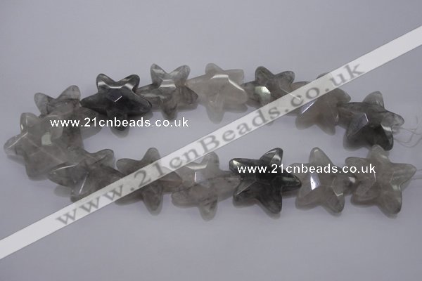 CFG961 15.5 inches 30*33mm faceted & carved star cloudy quartz beads