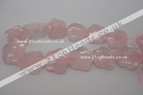 CFG967 15.5 inches 32*33mm faceted & carved flower rose quartz beads