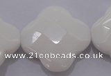 CFG971 15.5 inches 32*33mm faceted & carved flower white porcelain beads