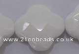 CFG971 15.5 inches 32*33mm faceted & carved flower white porcelain beads