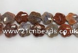 CFG979 15.5 inches 33*33mm carved flower fire agate beads