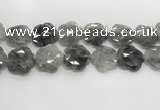 CFG980 15.5 inches 33*33mm carved flower cloudy quartz beads